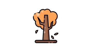Minimalist Tree Icon Animation for Autumn Design Themes, tree icon animation video