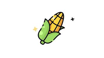 corn cob icon animation design, corn cob part of autumn icon set animation video