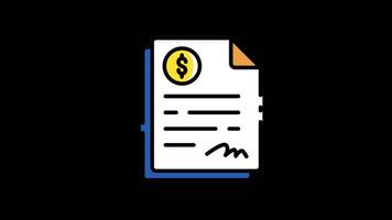 tax payment document icon animation design.animation cartoon loop , financial report animation video