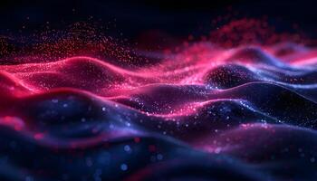 Computergenerated image of a glowing violet wave in the dark photo