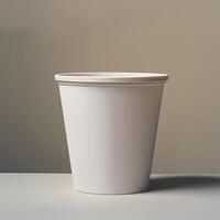 Minimalistic white container on plain background, clean design photo