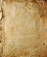 Vintage brown paper artifact with stains, in rectangular shape photo
