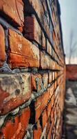 Observing a Brick Wall, Noticing Texture and Weathered Surface photo
