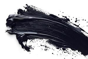 Abstract Black Brush Stroke on White Background Closeup photo