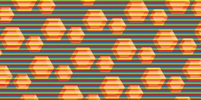 Hexagonal Stripes Pattern Colorful Illustration. vector