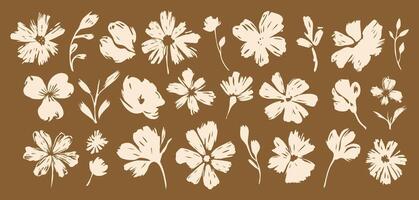 A series of flowers and leaves in various sizes vector
