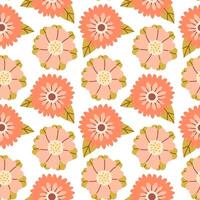 Spring flower pattern on white background. Flower flat pattern. Flower background. Perfect for fabric, textile, wallpaper, decor, print or packaging of products. vector