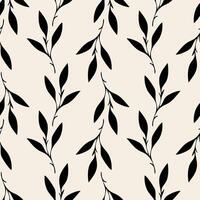 Ornament leaf pattern, dark silhouette on beige background. Textile. vector