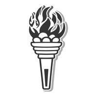 a black and white image of a torch with flames vector