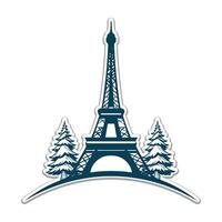 the eiffel tower with trees and pine trees vector