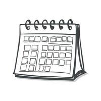 Hand drawn doodle folding calendar with cartoon art style design isolated vector
