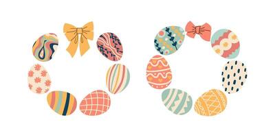 Easter eggs. Seamless background with colorful easter eggs. Happy Easter. Eggs for Easter holidays design concept. Illustration flat style design for invitations, prints vector