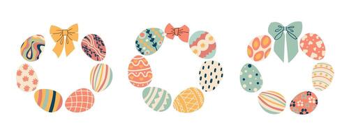 Set Easter eggs. Seamless background with colorful easter eggs. Eggs for Easter holidays design concept. Illustration flat style design for invitations, prints, wrapping paper vector