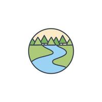 A river and trees in a circle vector