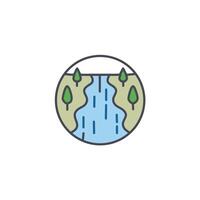 A river and trees in a circle icon vector