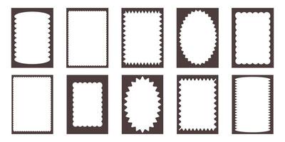 Groovy frame jagged scallop edge, frame text box or border. Curve funky y2k retro form, geometric shape, framework. Wiggle figure, rectangle. vector