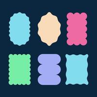Zigzag and Wavy Geometric Shapes. Colorful Badges with Curve Edge. Decoration elements for Stickers, Posters, Chevron, Labels vector