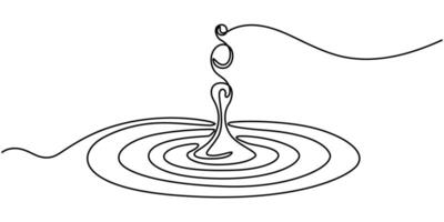 continuous one line drawing of water drop illustration vector
