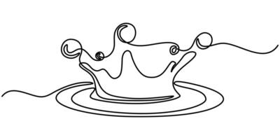 Continuous one line drawing water splash refreshing shape concept dynamic graphic design illustration vector