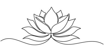 Water lily continuous one line drawing on white background minimalist vector