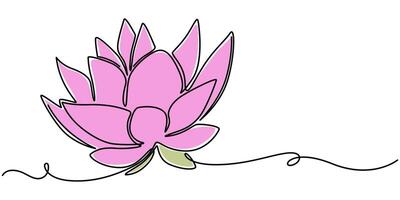 Lotus flower continuous one line drawing wellness concept in simple linear style illustration vector