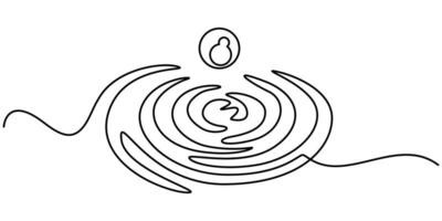 Single continuous one line drawing circle made of water splashes vector