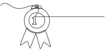 Award badge continuous one line drawing Isolated on white background vector