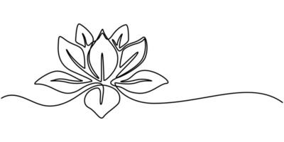 Lotus Flower Continuous One Line Drawing Style with an Editable Stroke vector