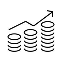Coins graph line icon, concept illustration, outline symbol, sign, linear symbol. vector