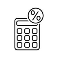 calculator math device with percent symbol illustration line style icon vector