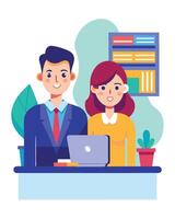 Illustration set of office a couple workers vector