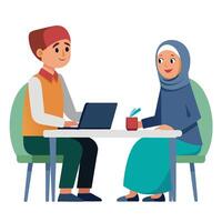2 people talking on the office vector