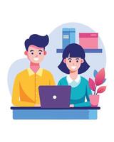 Illustration of person working in tidy modern office vector
