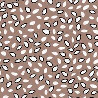 Seamless pattern with abstract petal like shapes in white and black on a beige background. Modern, fresh, plain and airy design ornament for textiles, packaging, contemporary prints vector