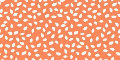 Seamless pattern with white petal like shapes scattered on a soft orange background. Minimalist and modern design, plain ornament print for textiles, wallpapers, stationery, fashion prints vector