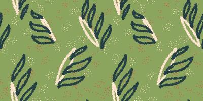 Unique abstract organic shapes seamless pattern. green background. creative forms print. Contemporary minimalist ornament. vector