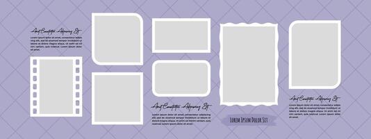 Blank Picture page grid layout abstract photo frames vector