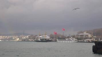 turkey istanbul 27 july 2024 View of ferries cruising through the Bosphorus Strait in Istanbul video