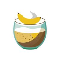 Tasty Banana Chia Pudding with Coconut Cream vector