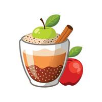 Nutritious Apple Cinnamon Chia Pudding Dish vector
