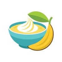 Smooth Banana Yogurt Puree for Babies vector