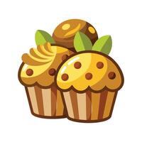 Fresh Banana Oat Muffins for Breakfast vector