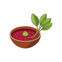 Delicious Beetroot Soup on Clean White Background vector