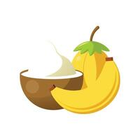 Nutritious Coconut Cream Banana Mash on White vector