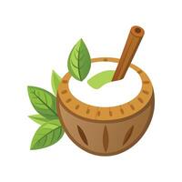 Delicious Coconut Yogurt with Cinnamon Treat vector