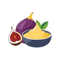 Nutritious Fig Banana Mash on White Background vector
