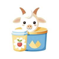 Nutritious Goat Milk Honey Yogurt for Babies vector
