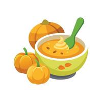 Nutritious Mashed Pumpkin Honey for Babies vector