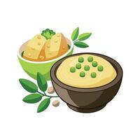 Nutritious Mashed Tofu Peas for Snacks vector