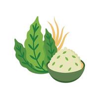Nutritious Seaweed Rice Puree for Meals. vector